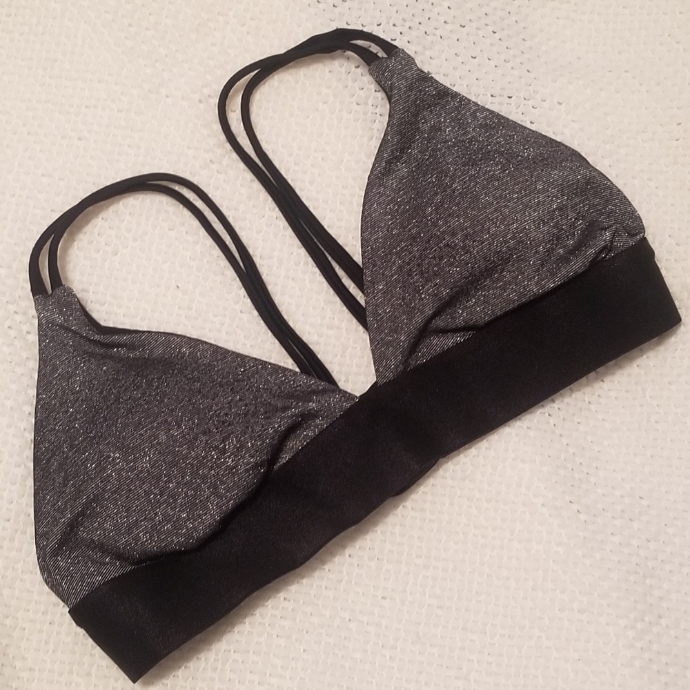 Sparkle black triangle bikini top